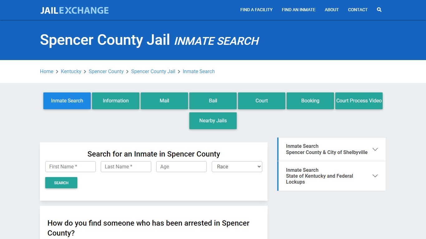 Spencer County Jail, KY Inmate Search: Roster & Mugshots