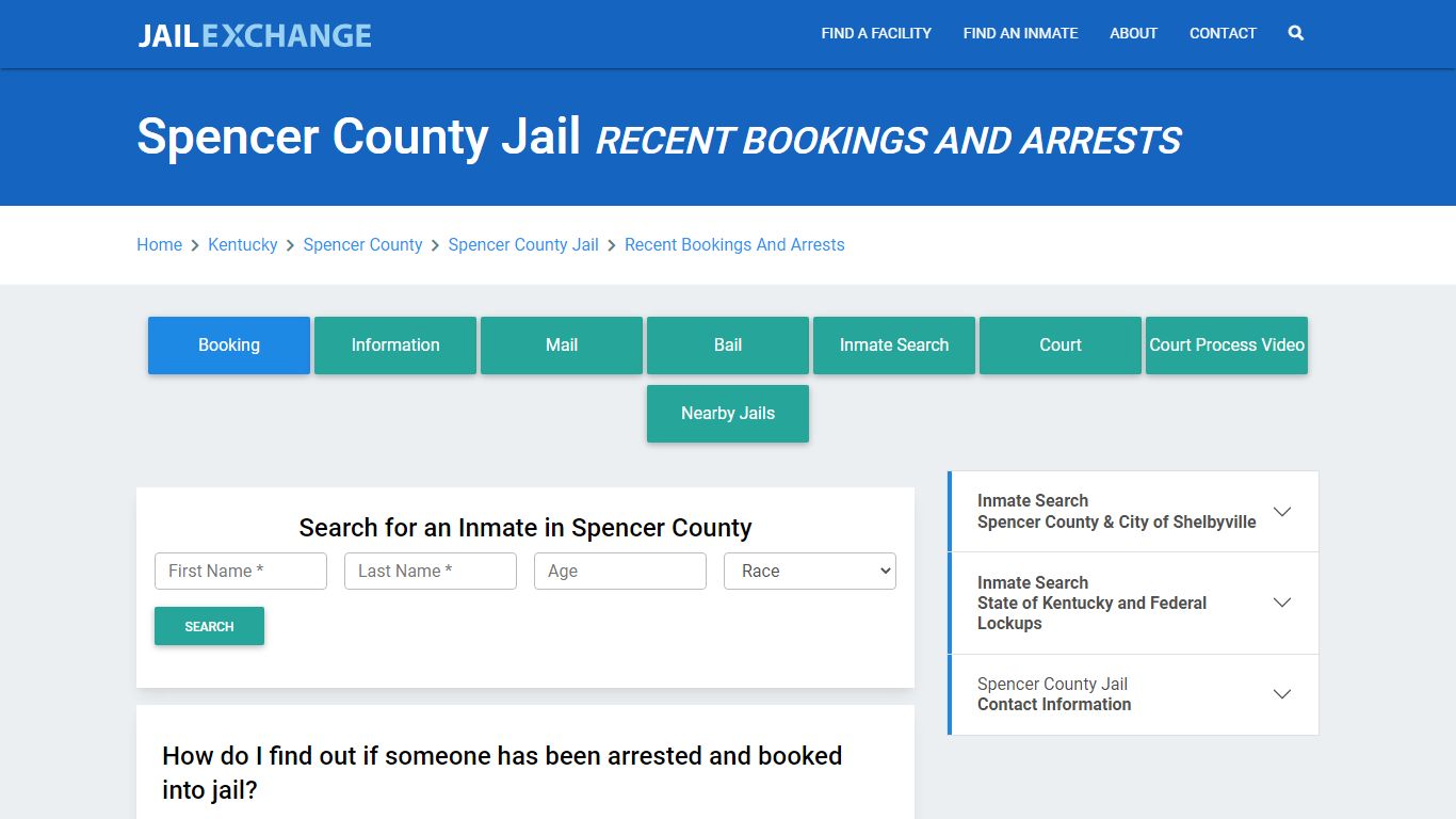 Spencer County Jail KY Recent Arrests and Bookings - Jail Exchange