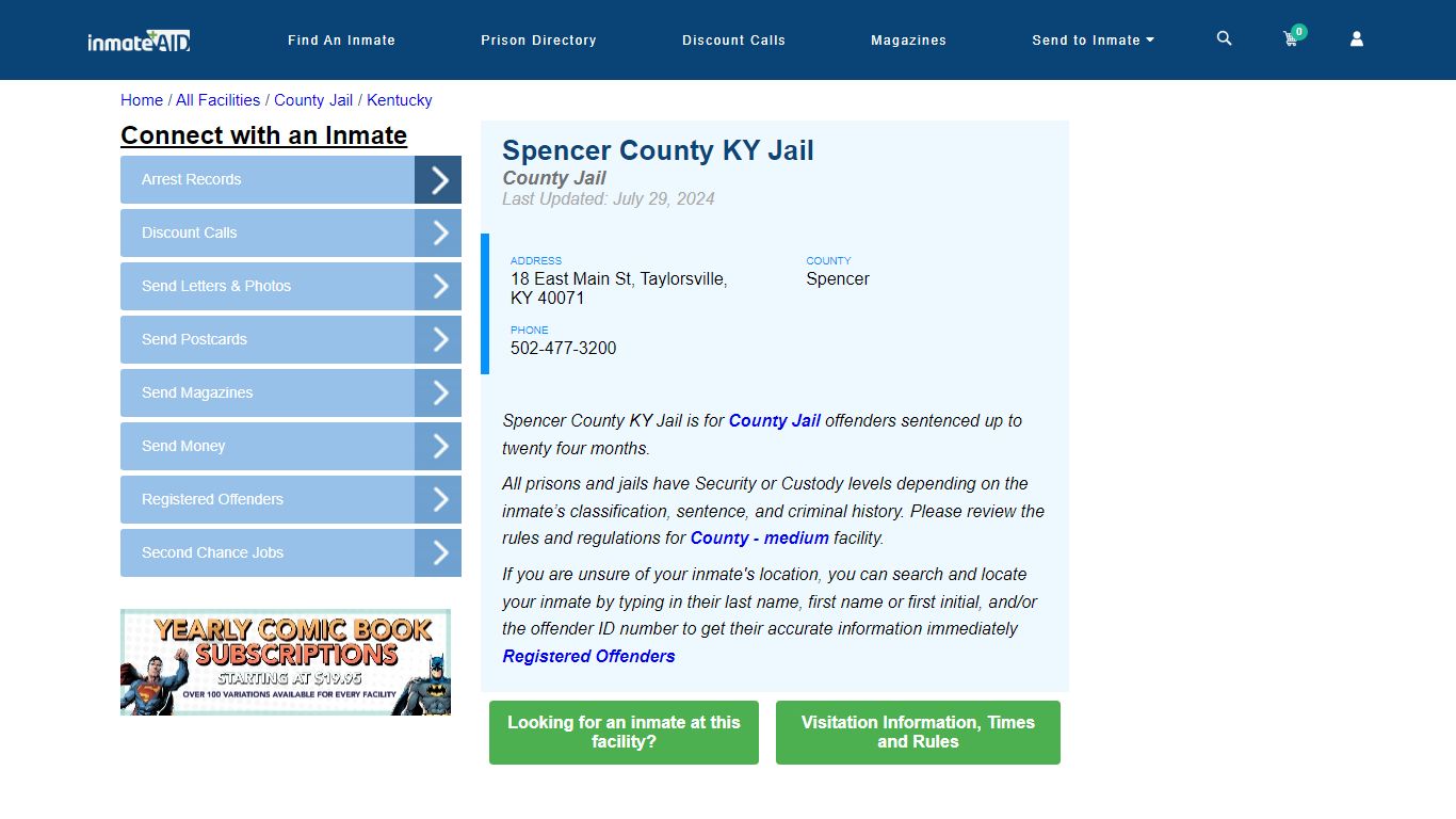 Spencer County KY Jail - Inmate Locator